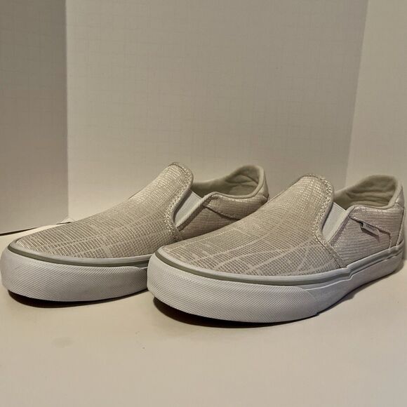 Vans Asher Deluxe Comfort Slip On Sneakers Women's 7.5 Woven Textile Light Gray - Picture 2 of 8